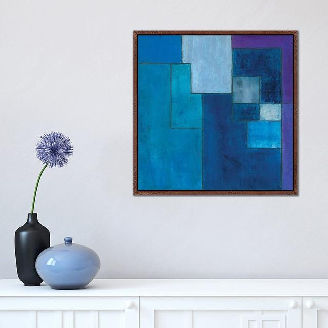 Ultra Blue Violet by Stephen Cimini - Painting on Canvas Latitude Run Format: Classic Brown Wood Framed, Size: 45.72cm H x 45.72cm W x 3.81cm D on Productcaster.