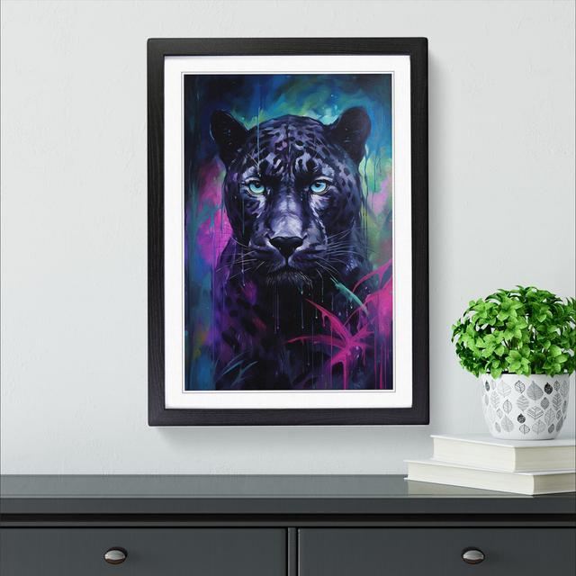 Panther Impressionism - Single Picture Frame Print on Wood Big Box Art Frame Colour: Black Framed, Size: 34cm H x 25cm W x 2cm D on Productcaster.