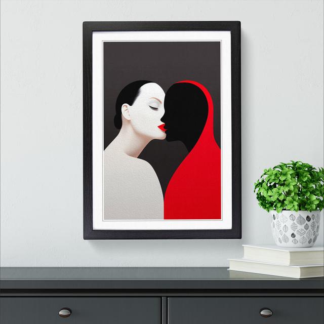 Two Women In Love Minimalism No.2 - Single Picture Frame Print on Wood Big Box Art Size: 64cm H x 46cm W x 2cm D, Frame Colour: Black on Productcaster.