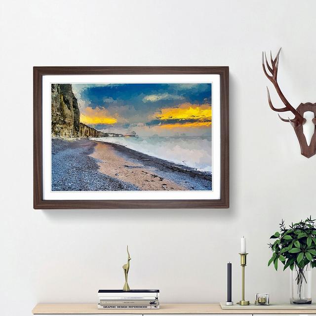 The Cliffs at Normandy in France in Abstract - Picture Frame Graphic Art Print East Urban Home Size: 48cm H x 65cm W x 2cm D, Frame Option: Walnut Fra on Productcaster.