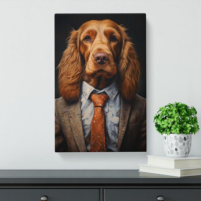 Cocker Spaniel in a Suit Painting No.4 Happy Larry Size: 76cm H x 50cm W x 3cm D on Productcaster.