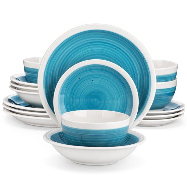 ORI 16 Piece Stoneware Dinnerware Set - Service for 4 Vancasso Colour: Blue on Productcaster.