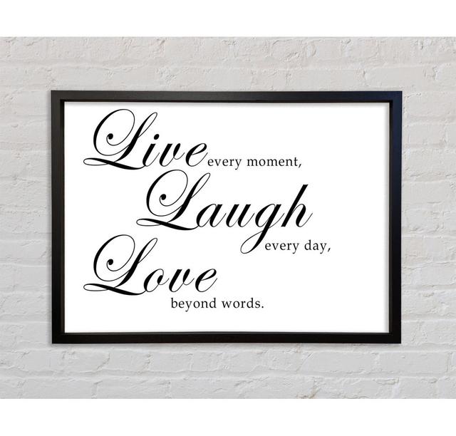 Love Quote Live Laugh Love 2 - Single Picture Frame Typography on Canvas Bright Star Größe: 100 cm H x 141,4 cm B x 3,3 cm T, Farbe: Weiß on Productcaster.