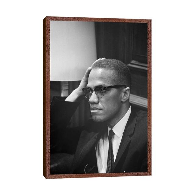 Malcolm X (1925-1965) by Marion Trikosko - Print on Canvas George Oliver Size: 66.04cm H x 45.72cm W x 3.81cm D, Format: Classic Brown Wood Framed Can on Productcaster.