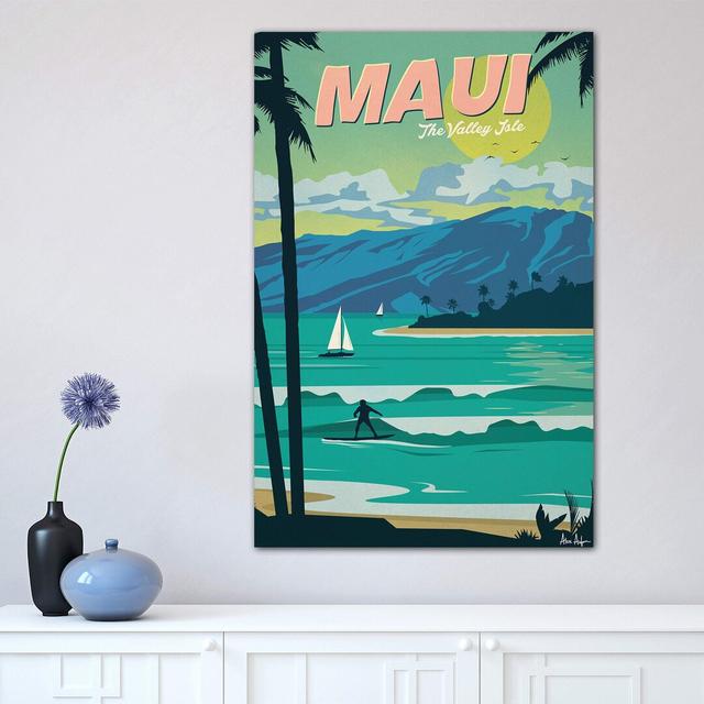 Maui - Wrapped Canvas Advertisement Print House of Hampton Size: 66.04cm H x 45.72cm W x 3.81cm D on Productcaster.