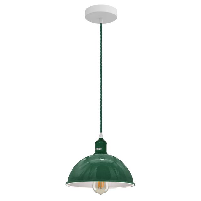 Gleneagle 1 - Light Single Pendant Borough Wharf Bulb Included: Yes, Shade Colour: Green, Base Finish: White on Productcaster.