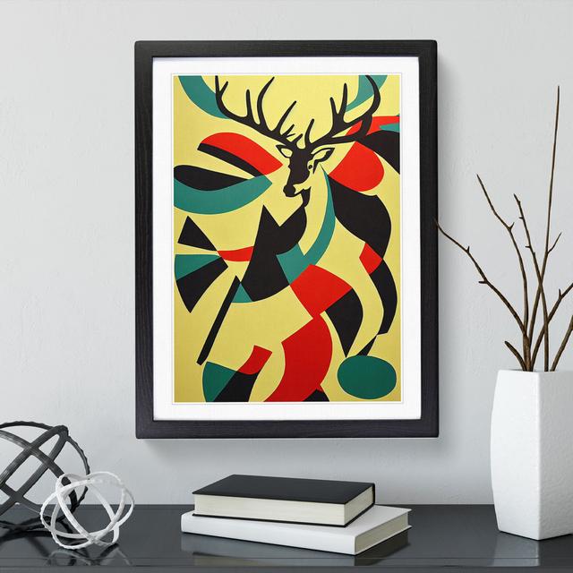 Abstract Stag Art No.2 - Single Picture Frame Print Metro Lane Size: 46cm H x 34cm W x 2cm D, Frame Colour: Black Framed on Productcaster.