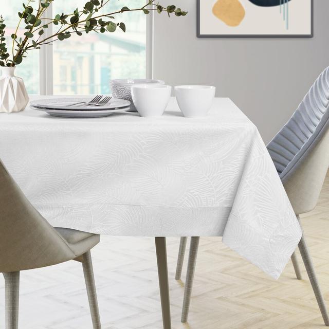 Laplace Tablecloth Ebern Designs Colour: White, Size: 140cm W x 340cm L on Productcaster.