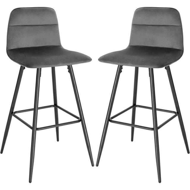 Enrique 73.5 Stool (Set of 2) George Oliver Upholstery Colour: Dark Grey on Productcaster.