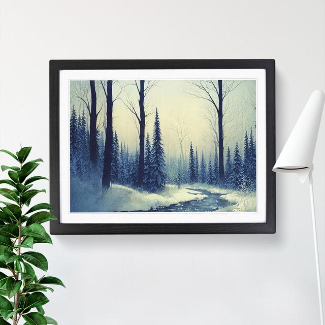 Pine Tree Winter Forest Vol.2 - Picture Frame Graphic Art Alpen Home Format: Black Framed, Size: 34cm H x 46cm W x 2cm D on Productcaster.