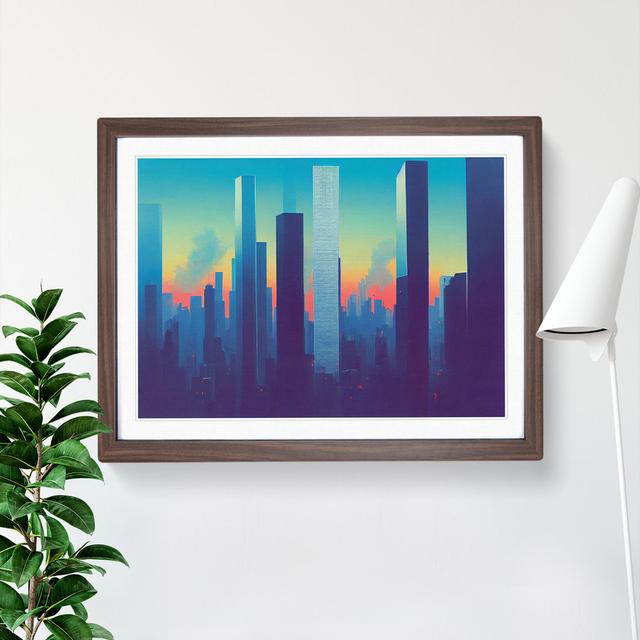 Electrifying Skyscraper Skyline Abstract - Picture Frame Graphic Art 17 Stories Size: 25cm H x 34cm W x 2cm D, Frame Colour: Walnut on Productcaster.