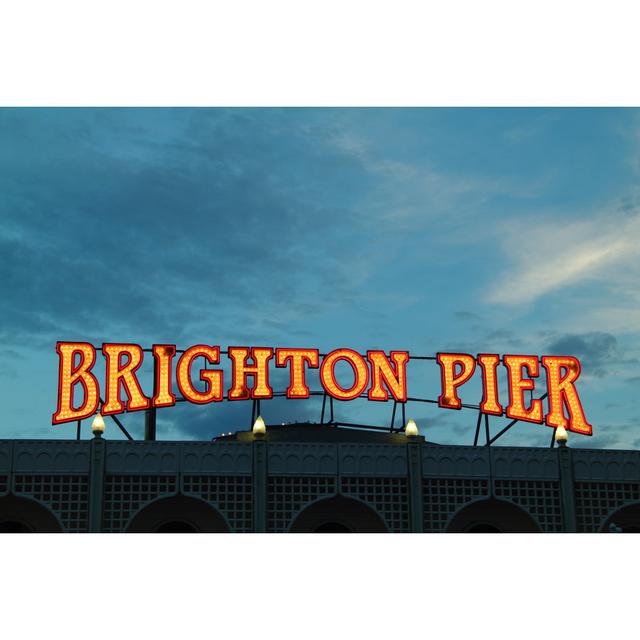 Illuminated Brighton Pier Sign - Wrapped Canvas Photograph Latitude Run Size: 30cm H x 46cm W x 3.8cm D on Productcaster.