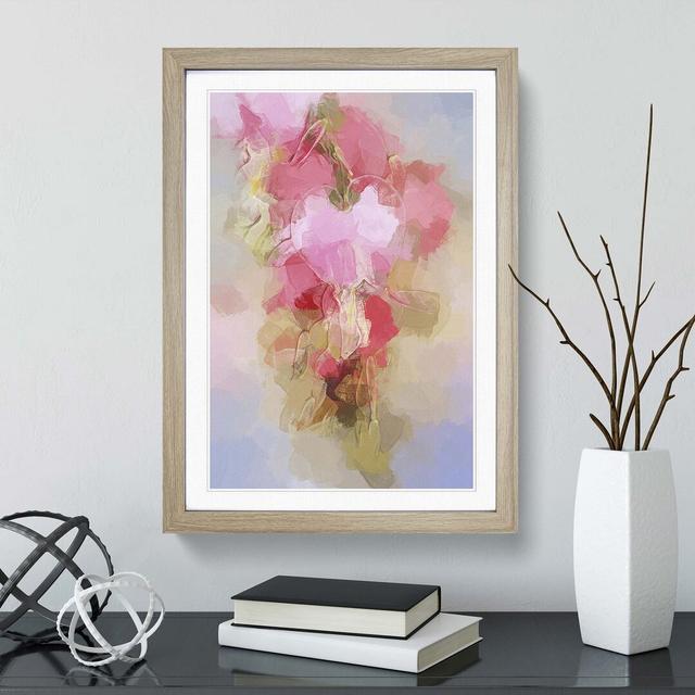 Pink Bleeding Heart Flowers in Abstract - Picture Frame Graphic Art Print on MDF East Urban Home Size: 76cm H x 50cm W x 2cm D, Frame Option: Oak on Productcaster.