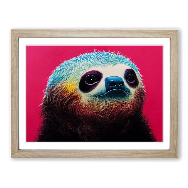 Sloth in Colour - Picture Frame Graphic Art 17 Stories Size: 34cm H x 46cm W x 2cm D, Frame Colour: Oak on Productcaster.