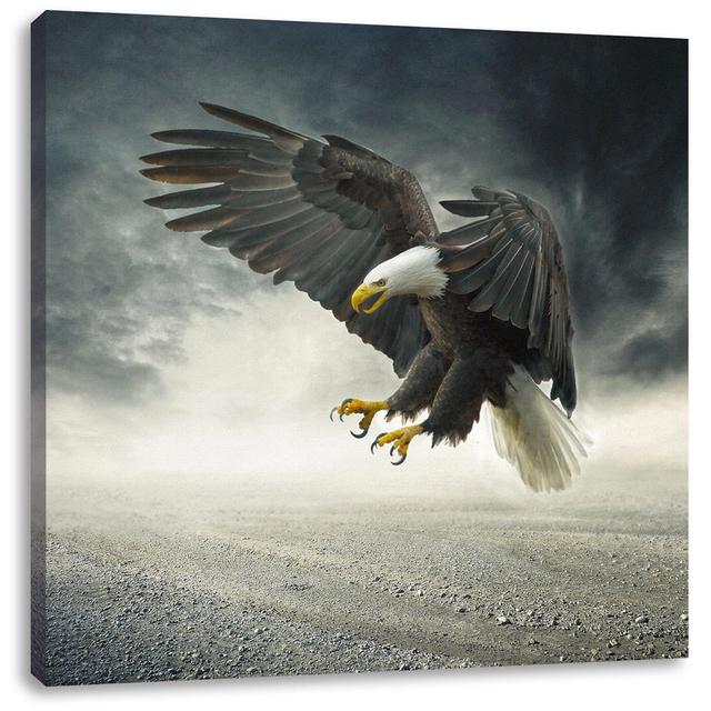 Leinwandbild Attacking Eagle in Stone Desert Alpen Home Maße: 60 cm H x 60 cm B x 1,8 cm T on Productcaster.