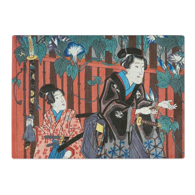 Tempered Glass Admiring the Flowers by Utagawa Kunisada Chopping Board East Urban Home Size: 39cm W x 28.5cm L on Productcaster.