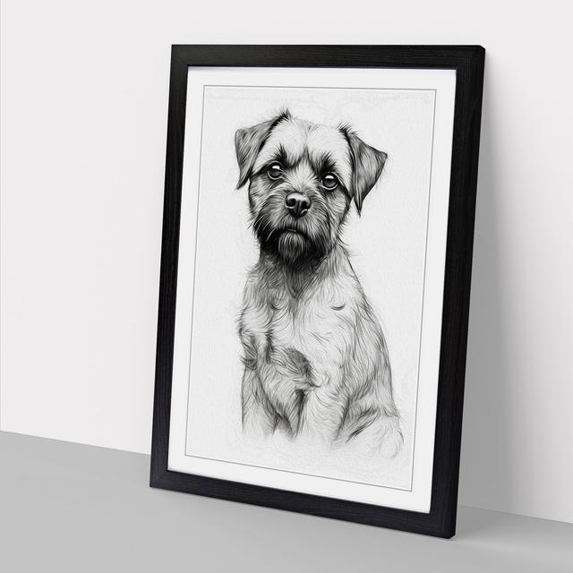 Border Terrier Line - Single Picture Frame Art Prints on Wood Marlow Home Co. Format: Black, Size: 64cm H x 46cm W x 2cm D on Productcaster.