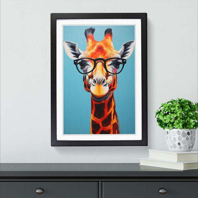 Giraffe with Glasses Painting Happy Larry Format: Black, Size: 64cm H x 46cm W x 2cm D on Productcaster.