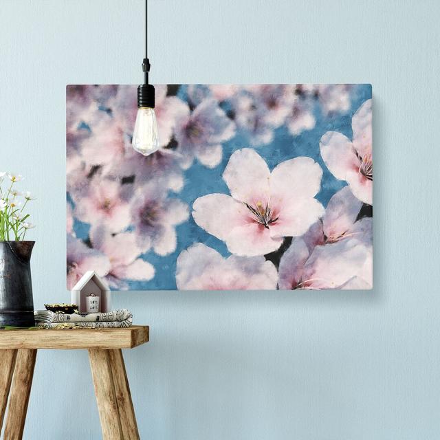 Cherry Blossom Tree In Spring Painting - Wrapped Canvas Graphic Art East Urban Home Size: 60cm H x 91cm W x 4cm D on Productcaster.