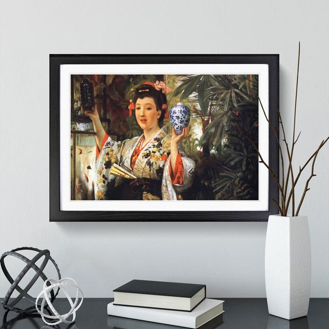 The Japanese Vase by James Tissot - Picture Frame Painting East Urban Home Size: 27cm H x 36cm W x 2cm D, Frame Option: Black on Productcaster.