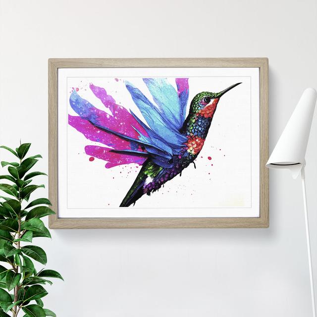 Hummingbird Splash Vol.1 Abstract - Picture Frame Painting ClassicLiving Size: 25cm H x 34cm W x 2cm D, Frame Colour: Oak on Productcaster.