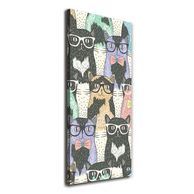 Katzen mit Brille - Kunstdrucke auf Leinwand - Wrapped Canvas Ophelia & Co. on Productcaster.