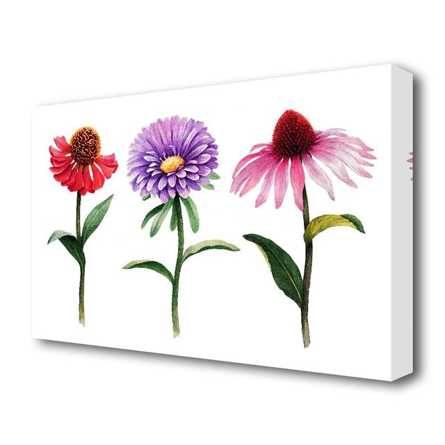 'Trio of Garden Flowers Flowers' Painting Print on Canvas East Urban Home Size: 81.3 cm H x 121.9 cm W on Productcaster.