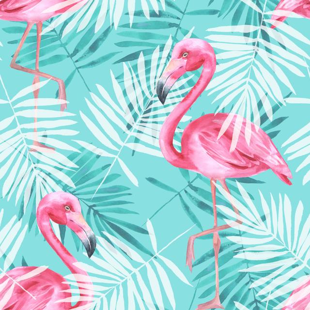 Flamingos und Palmblätter - Druck Sansibar Home Größe: 60 cm H x 60 cm B x 1,8 cm T on Productcaster.