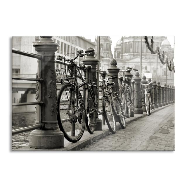 Bicycle in Amsterdam - Unframed Photograph on Glass Ebern Designs Size: 70cm H x 100cm W x 0.4cm D on Productcaster.