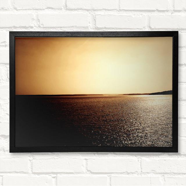 Sunshine Glistening on the Ocean - Closed Corner Frame Art Prints on Wood Latitude Run Size: 29.7cm H x 42cm W on Productcaster.