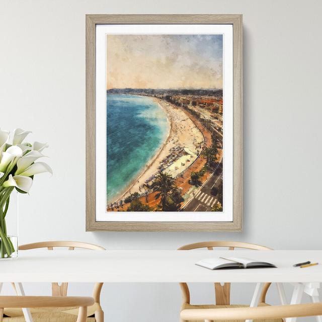 Beach View in Nice France - Picture Frame Painting East Urban Home Size: 36cm H x 27cm W x 2cm D, Frame Option: Oak Framed on Productcaster.