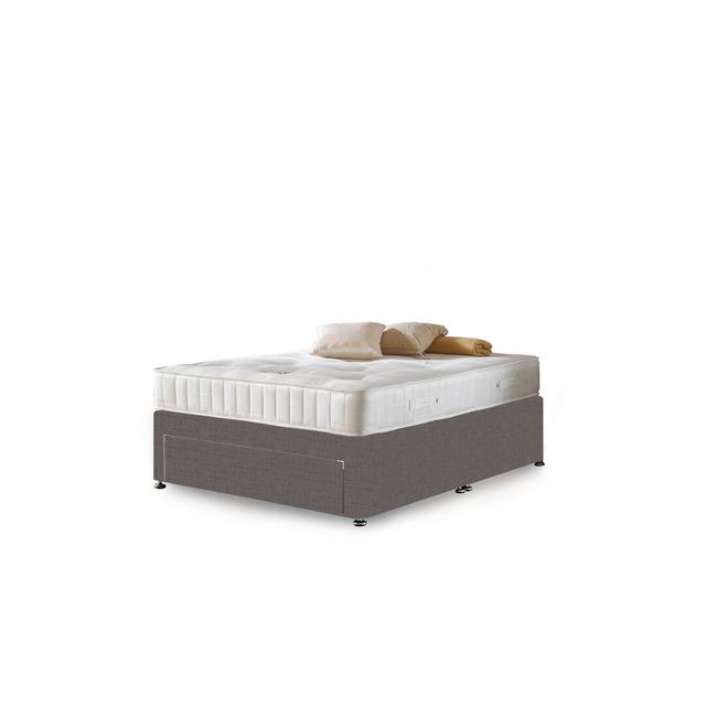 Asia Coilsprung Divan Bed Set Fairmont Park Storage Type: No Storage, Size: Kingsize, Colour: Silver Plush Velvet on Productcaster.