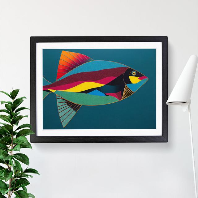 Electrifying Fish Abstract Highland Dunes Frame Colour: Black, Size: 34cm H x 46cm W x 2 cm D on Productcaster.