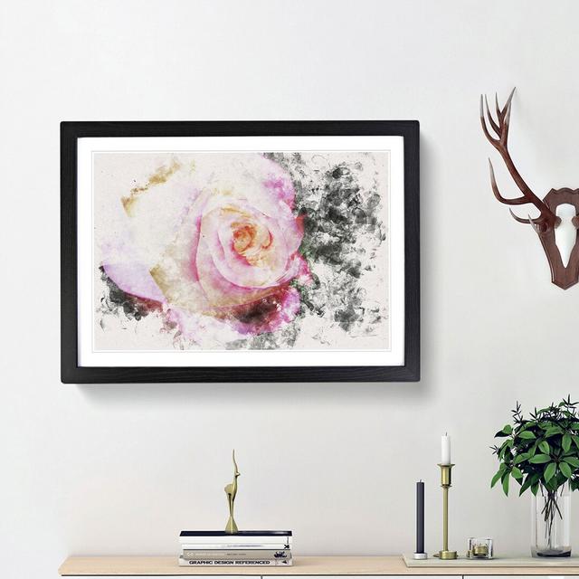 Pink Tipped Rose - Picture Frame Graphic Art Print East Urban Home Size: 45cm H x 63cm W x 2cm D, Frame Option: Black Framed on Productcaster.