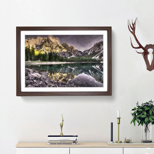 Mountain Beauty in Abstract - Picture Frame Graphic Art Print East Urban Home Size: 62cm H x 87cm W x 2cm D, Frame Option: Walnut Framed on Productcaster.