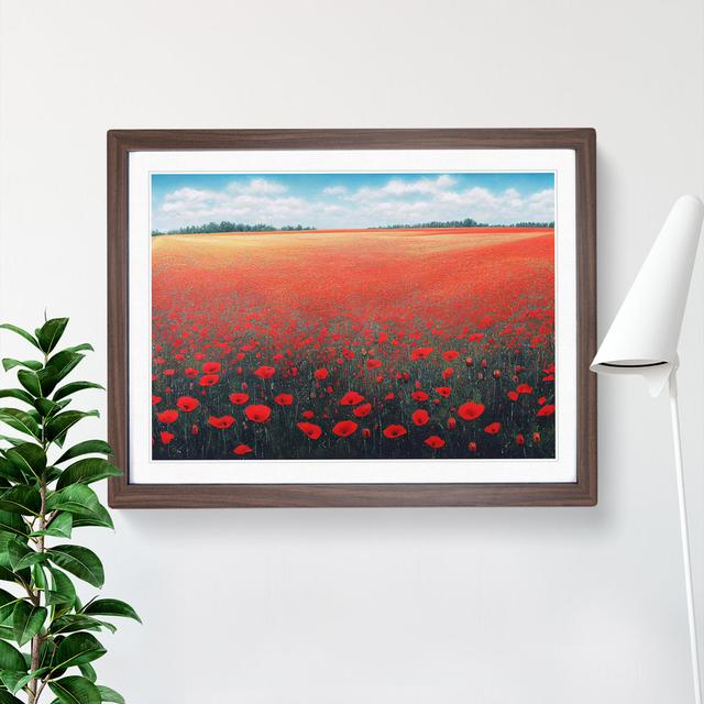 Elegant Poppies Flowers - Picture Frame Painting Marlow Home Co. Size: 34cm H x 46cm W x 2cm D, Frame Colour: Walnut on Productcaster.