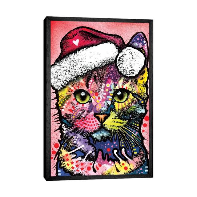 Christmas Cat by Dean Russo - Graphic Art Print on Canvas Maturi Size: 66.04cm H x 45.72cm W x 3.81cm D, Frame Option: Black Framed on Productcaster.