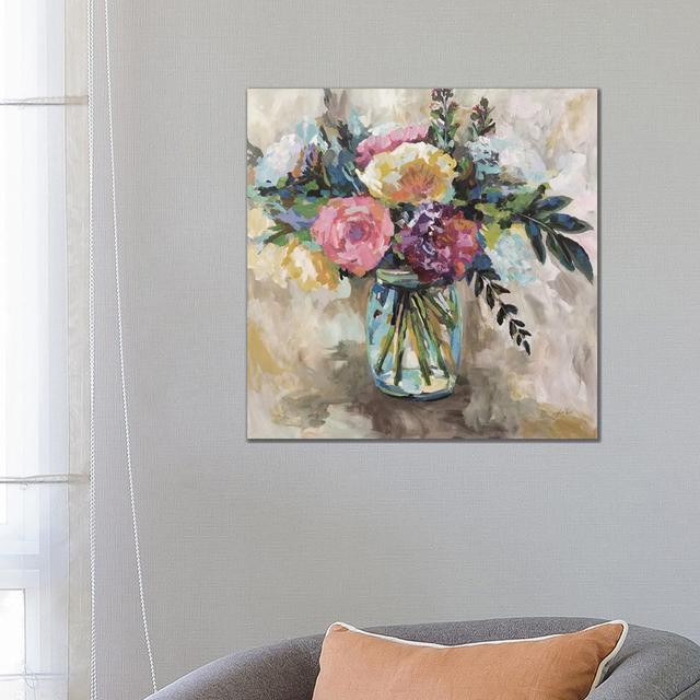 Masons Bouquet Light by Jeanette Vertentes - Wrapped Canvas Art Prints ClassicLiving Size: 66.04cm H x 66.04cm W x 1.905cm D on Productcaster.