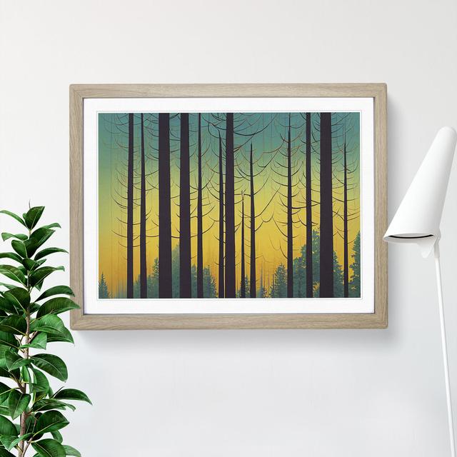 Spring Forest Art Deco Vol.3 - Picture Frame Painting Alpen Home Format: Oak Framed, Size: 46cm H x 64cm W x 2cm D on Productcaster.