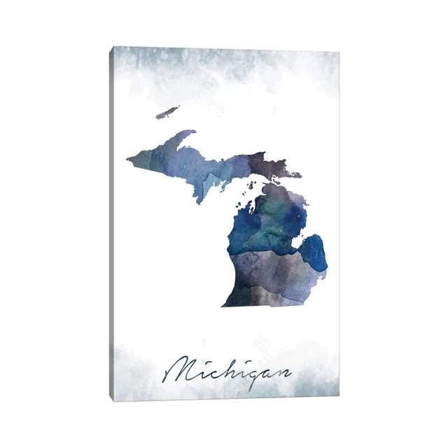 Michigan State Bluish - Print Ebern Designs Format: Wrapped Canvas, Size: 101.6cm H x 66.04cm W x 1.91cm D on Productcaster.