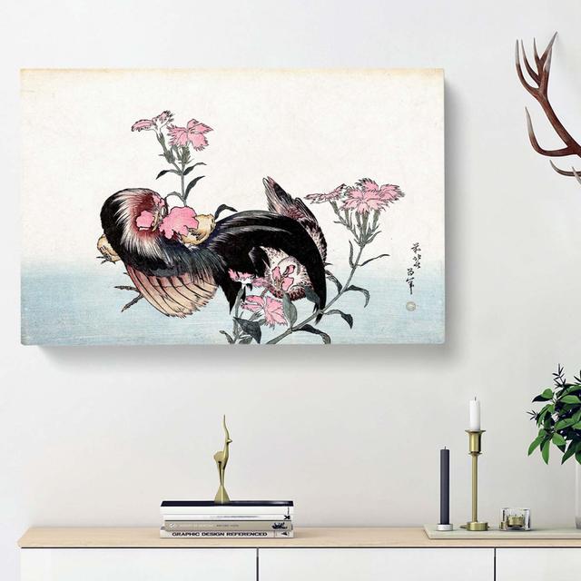 Cock, Hen & Nadeshiko by Katsushika Hokusai - Wrapped Canvas Painting East Urban Home Size: 35cm H x 50cm W x 3cm D on Productcaster.