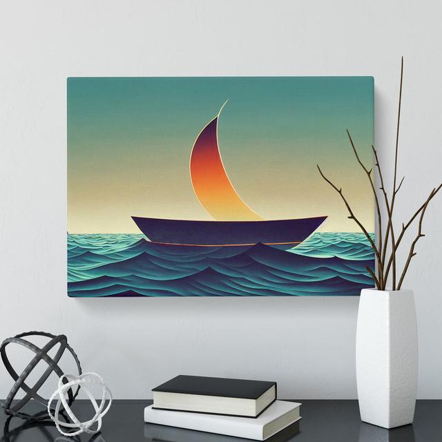 Glowing Sailing Boat - Wrapped Canvas Graphic Art Breakwater Bay Size: 40cm H x 60cm W x 3cm D on Productcaster.