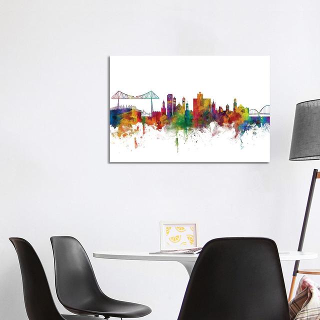 Middlesbrough, England Skyline by Michael Tompsett - Wrapped Canvas Gallery-Wrapped Canvas Giclée Latitude Run Size: 66.04cm H x 101.6cm W x 3.81cm D on Productcaster.