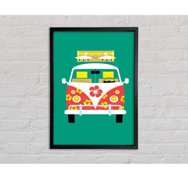 VW Camper Van Hippy Framed Print Rosalind Wheeler Size: 100cm H x 141.4cm W on Productcaster.