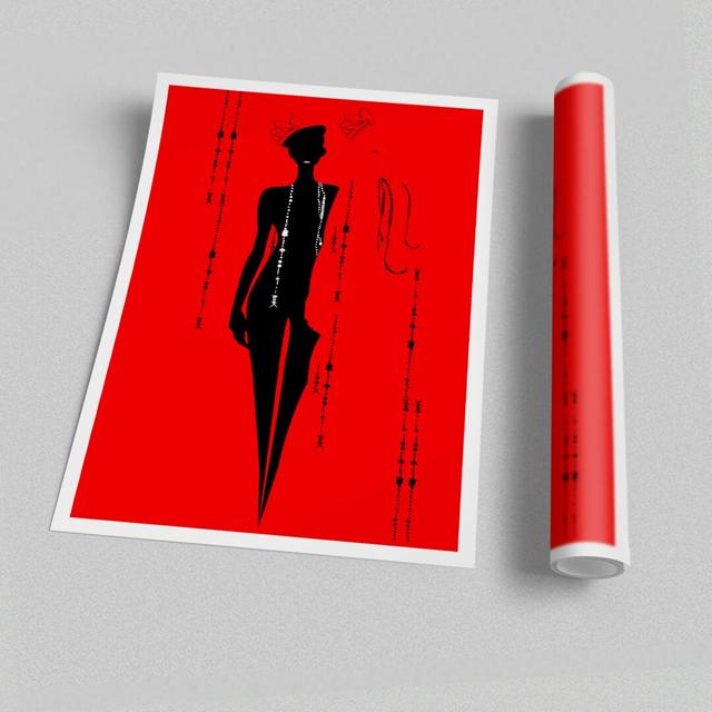 Diamond Female Red Retro Print Poster - Graphic Art Print on Paper East Urban Home Size: 59.4 cm H x 42 cm W x 1 cm D on Productcaster.