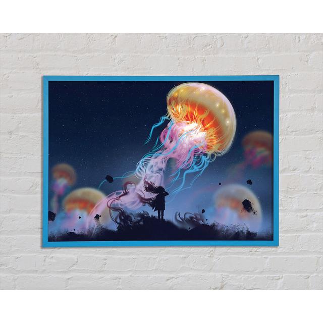 Electric Jellyfish - Single Picture Frame Art Prints Highland Dunes Size: 42cm H x 59.7cm W x 2cm D on Productcaster.