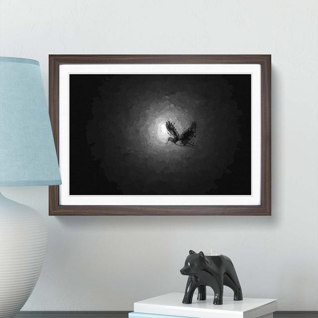 Flying Dove Bird in Abstract - Picture Frame Graphic Art Print East Urban Home Frame Option: Walnut, Size: 40cm H x 60cm W x 2cm D on Productcaster.