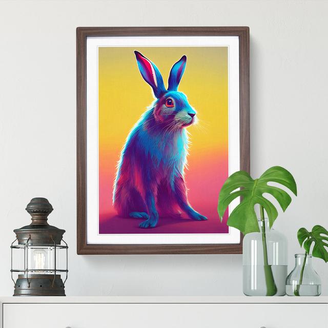 XV1022-2993X Neon Hare No.1 - Single Picture Frame Print Brambly Cottage Frame Colour: Walnut, Size: 34cm H x 25cm W x 2cm D on Productcaster.