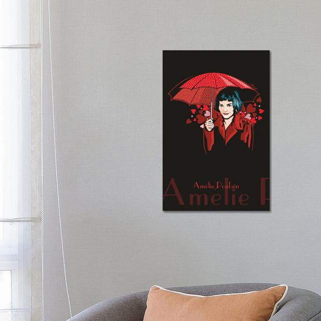 Amelie Poulain with Umbrella by James Lee - Wrapped Canvas Graphic Art iCanvas Size: 66.04cm H x 45.72cm W x 1.905cm D on Productcaster.