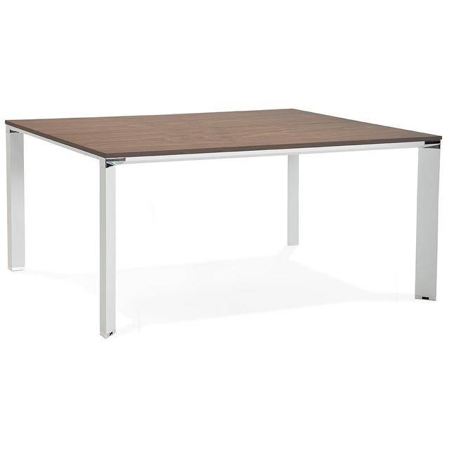 Schulschreibtisch Velazquez Brayden Studio Größe: 74,5 cm H x 140 cm B x 140 cm T, Ausführung: Walnuss/Weiß on Productcaster.